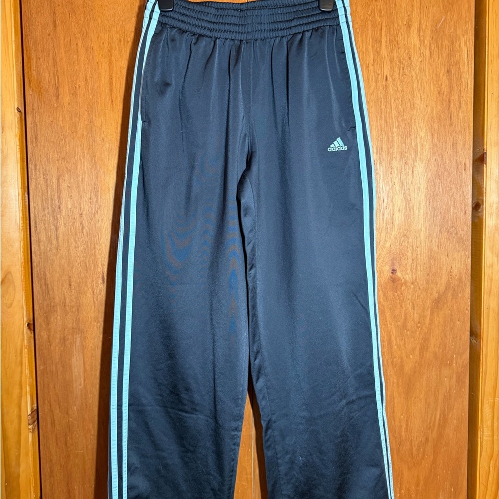 Adidas Dark Grey Joggers with Teal Stripes